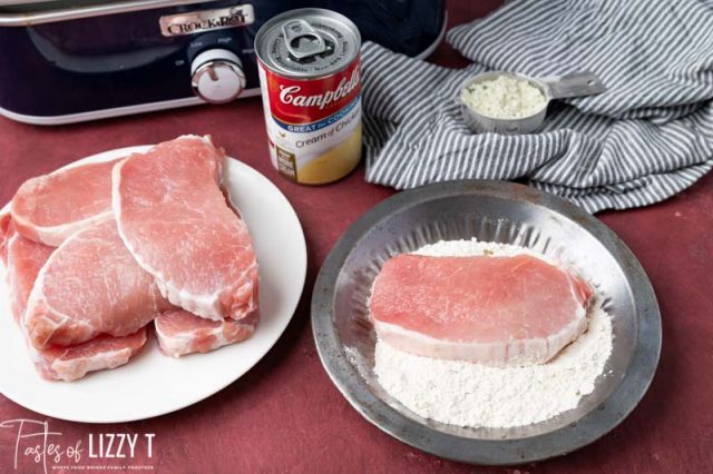 plate of uncooked pork chops