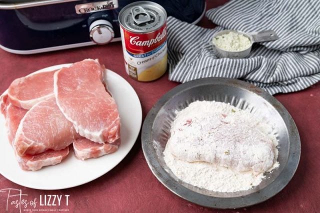 raw pork chop covered in flour