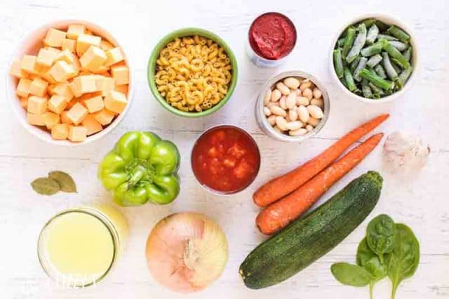 ingredients for soup on table