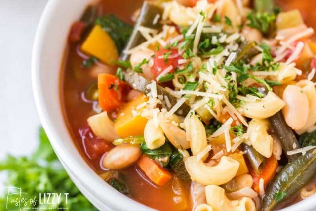 close up of bowl of soup