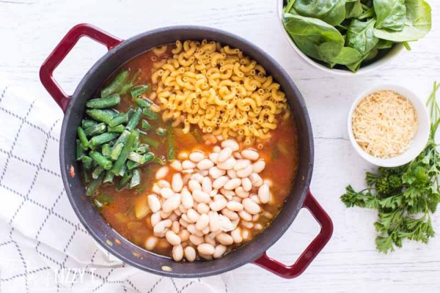 soup pot with beans and pasta