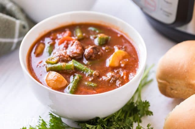 bowl of beef vegetable soup