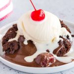 lava cake with ice cream on a plate