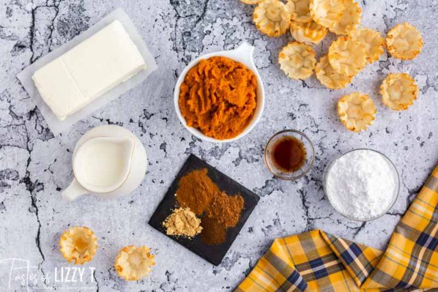 ingredients for pumpkin cheesecake mini pies