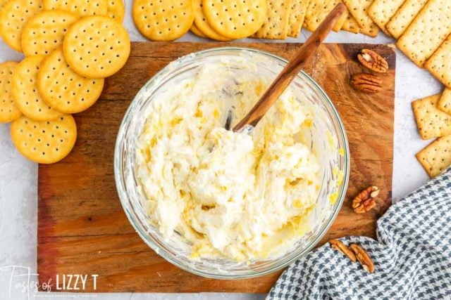 cream cheese pineapple mixture in a bowl