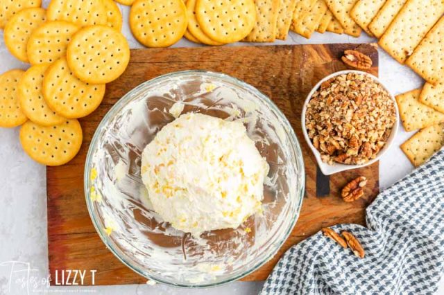 cheeseball mixture in a bowl