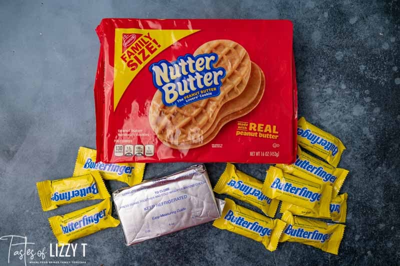 ingredients for butterfinger truffles on a table