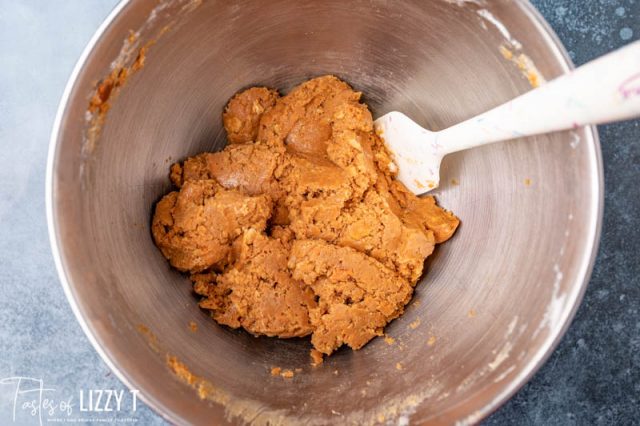 nutter butter truffle filling in a metal bowl