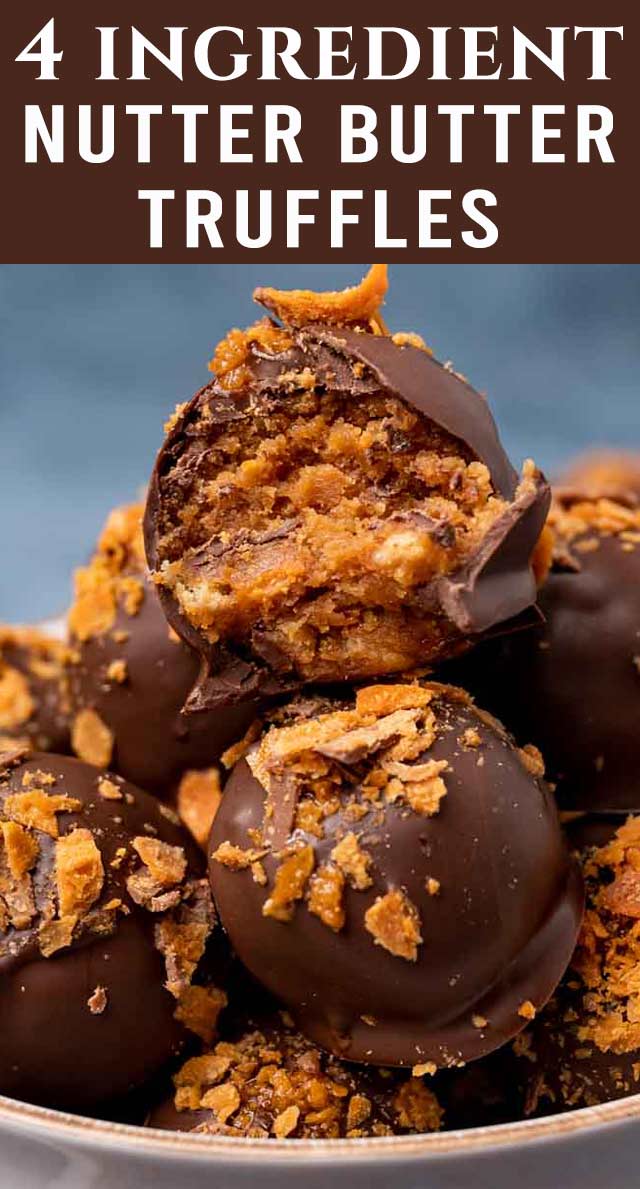 Butterfinger Nutter Butter Truffles...You'll love this tornado of cream cheese, Nutter Butter cookies and Butterfinger candy bars rolled up and covered in chocolate. via @tastesoflizzyt