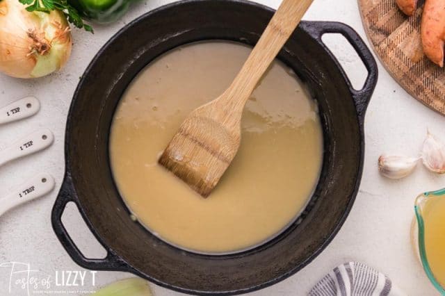 roux in a cast iron skillet