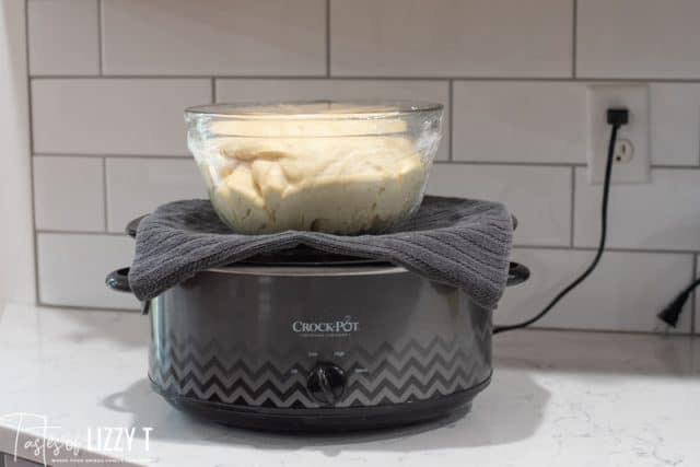 dough rising on slow cooker
