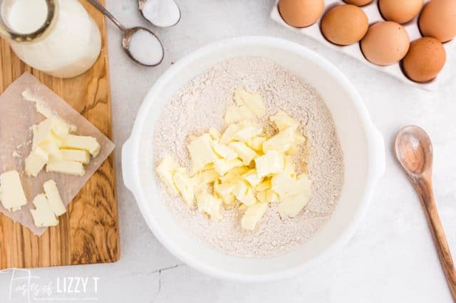 butter and flour in a bowl