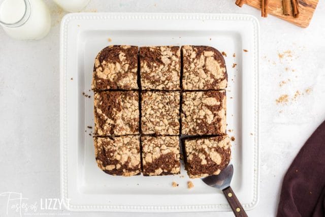 overhead view of sliced glorified gingerbread cake