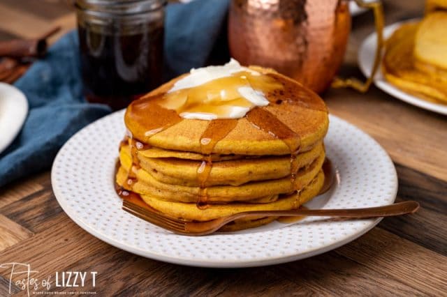 stack of pancakes with syrup