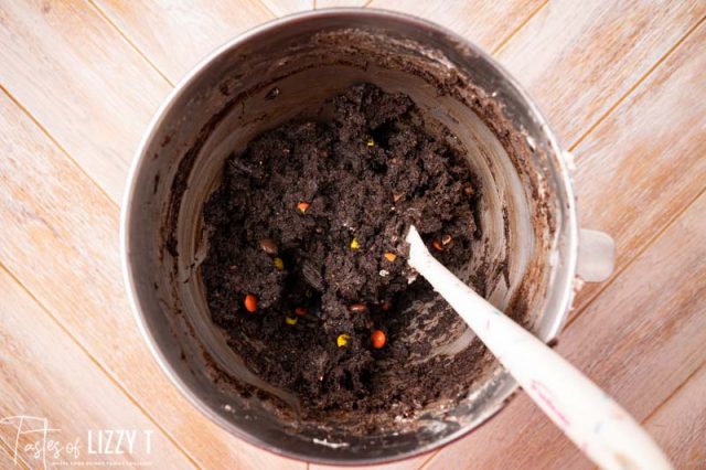 oreo truffle filling in a mixing bowl