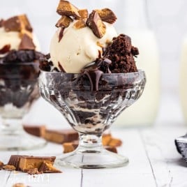 peanut butter brownies with ice cream and reese's