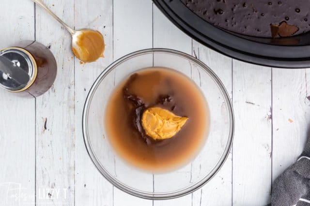 peanut butter and chocolate in a mixing bowl