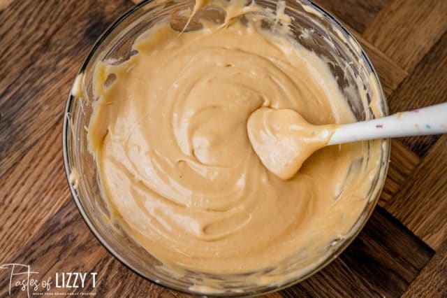 peanut butter spread in a mixing bowl