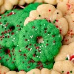 closeup of a plate of christmas cookies