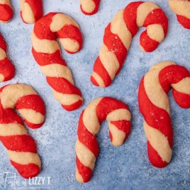 candy cane twist cookies on a table