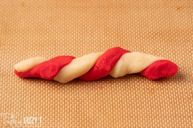 red and white cookie dough twisted