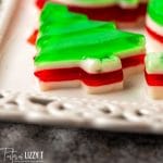 christmas tree layered jello on a plate