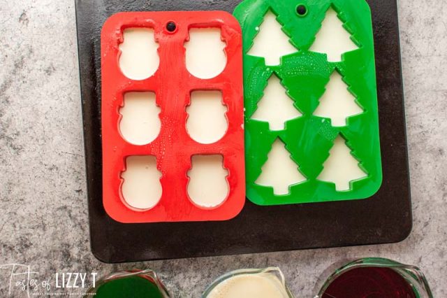 white jello in silicone molds