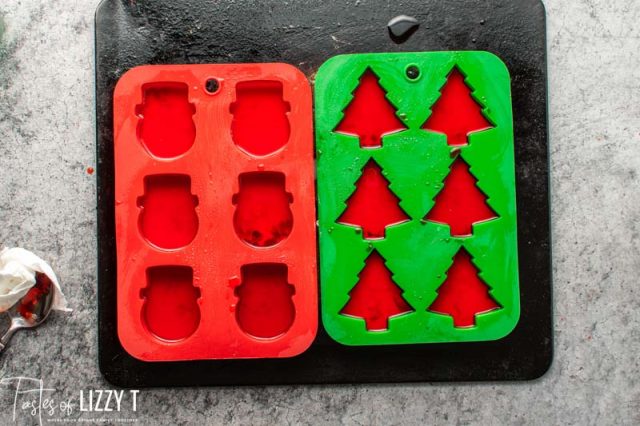 red jello in silicone molds