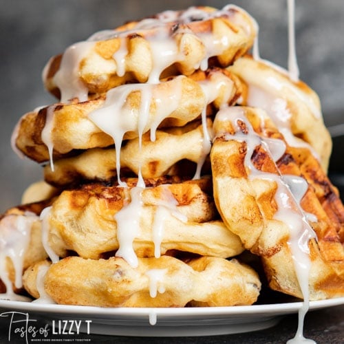 plate full of waffles with glaze