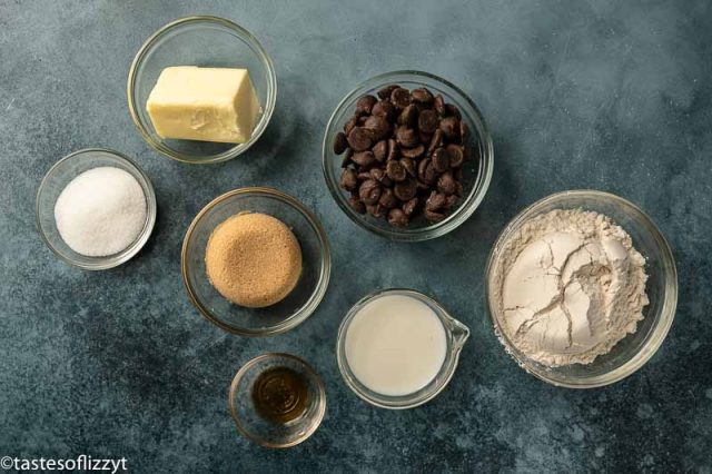 ingredients for edible cookie dough on a table