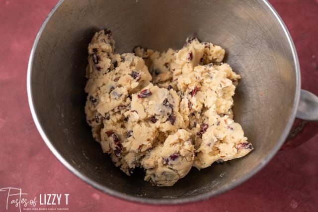 cookie dough in a mixing bowl