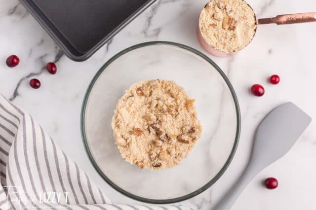 flour, nut and butter mixture in a bowl