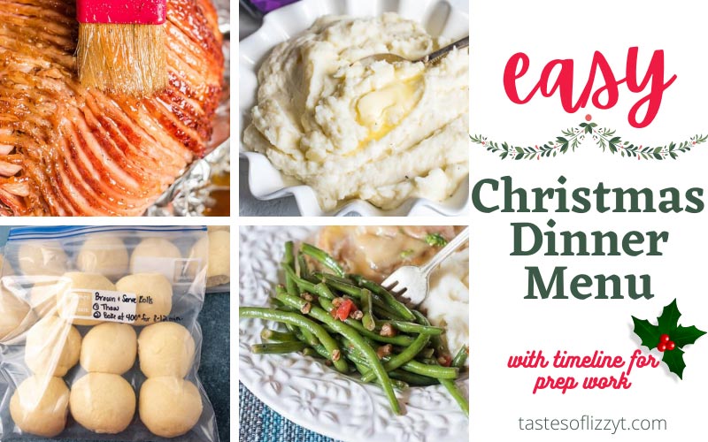 easy christmas dinner menu title collage