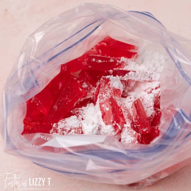 powdered sugar and candy in a bag