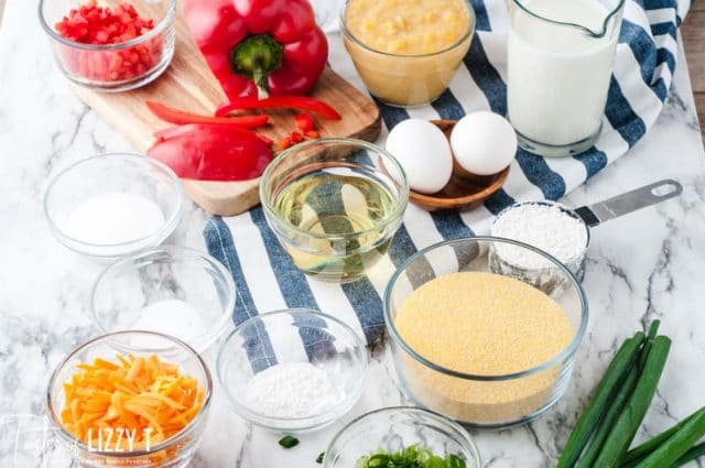 ingredients for mexican cornbread on a table