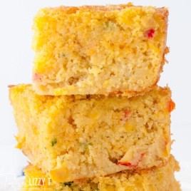 closeup of a stack of cornbread