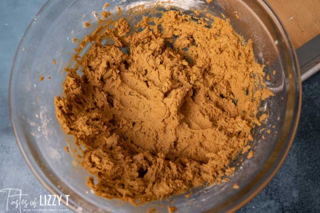 molasses cookie batter in a mixing bowl