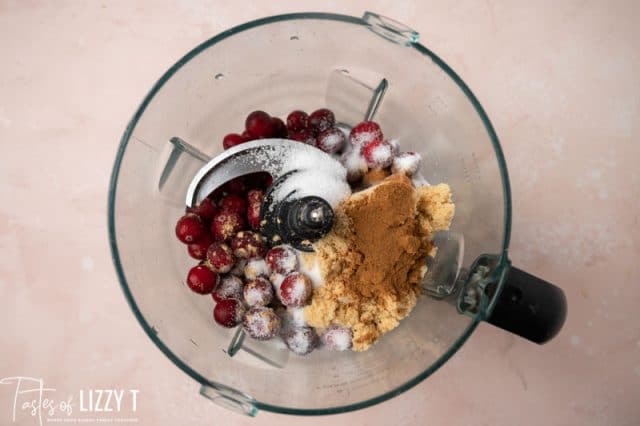 cranberries and sugar in a food processor