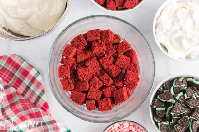 red velvet cake in a bowl