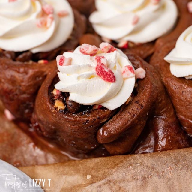 closeup of a mocha sweet roll