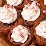 peppermint sweet rolls in a baking dish