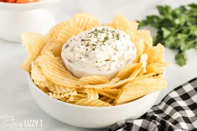 creamy chip dip in a bowl