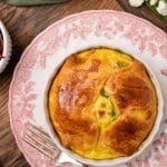 overhead view of an egg souffle on a plate