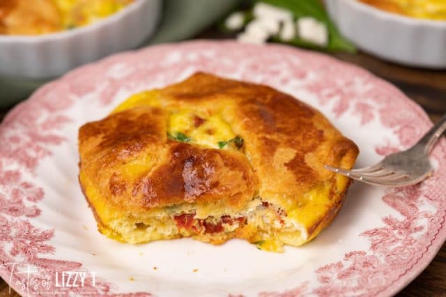 egg souffle on a plate with one bite out