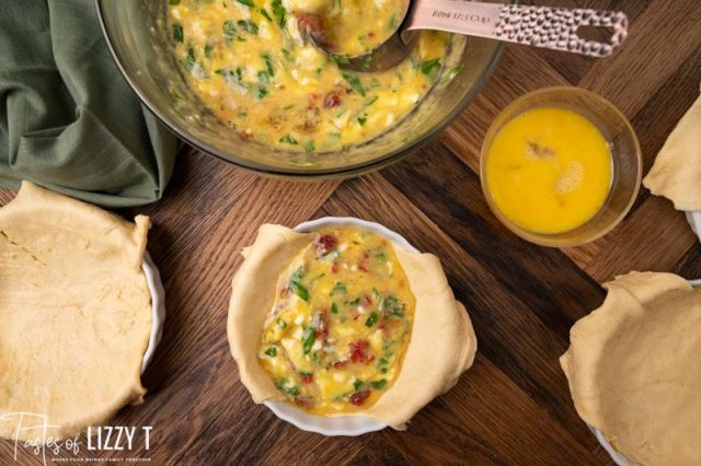 uncooked egg souffles in baking dishes