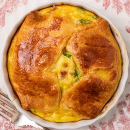 closeup of an egg souffle