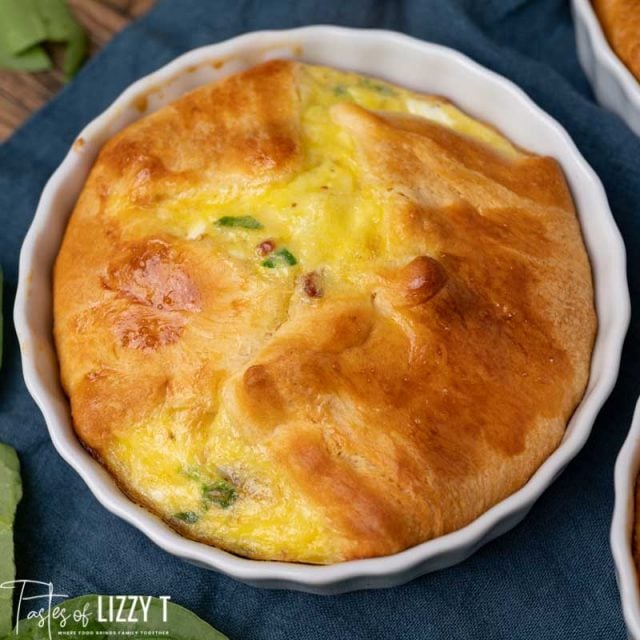 closeup of an egg souffle in a dish