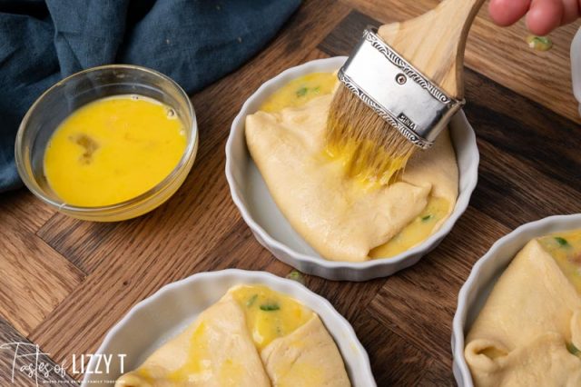 brushing egg wash on unbaked souffle