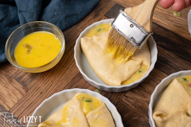 brushing egg wash on unbaked souffle