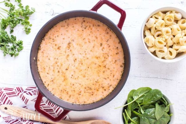 creamy soup in a dutch oven